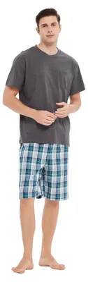 Produktbild von Kurze, baumwollene Pyjamas für Herren – klassisches Karomuster
