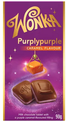 Zdjęcie produktu dla Tabliczka mlecznej czekolady Wonka o smaku karmelu "Purplypurple", 90g