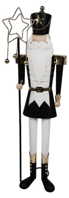 Produktbild von Clayre & Eef Weihnachtsdekorationsfigur Nussknacker 30x23x103 cm Schwarz Weiß Metall