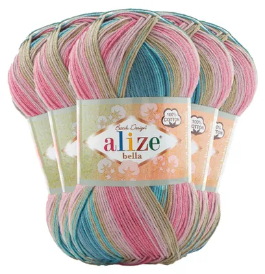 5 x 100g Baumwollstrickgarn ALIZE BELLA Batik 2970 mehrfarbig