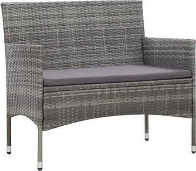 Image de vidaXL Ensemble salon de jardin 4 pièces avec coussins Poly rotin gris