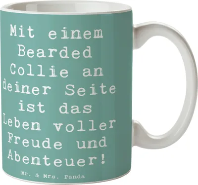 Produktbild von Mr. & Mrs. Panda Kaffeetasse Spruch Bearded Collie Freund - Meeresbrise - Geschenk, Wesen, Abenteuer, Hunde, Pott, Eigenschaften, Hundeliebhaber, Teetasse, Tasse, Becher