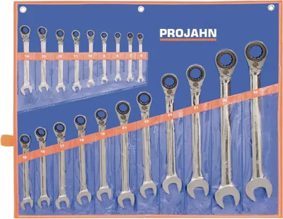 Produktbild von Projahn GearTech Schlüssel Satz Rolltasche umschaltbar 20 -tlg. 6 - 7 - 8 - 9 - 10 - 11 - 12 - 13 - 14 - 15 - 16 - 17 - 18 - 19 - 21 - 22 - 24 - 27 -