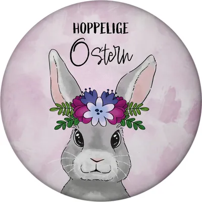 Produktbild von Hoppelige Ostern Magnet rund mit süßem Osterhasen