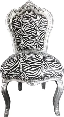 Produktbild von Casa Padrino Barock Esszimmer Stuhl Zebra / Silber - Möbel - Barockmöbel