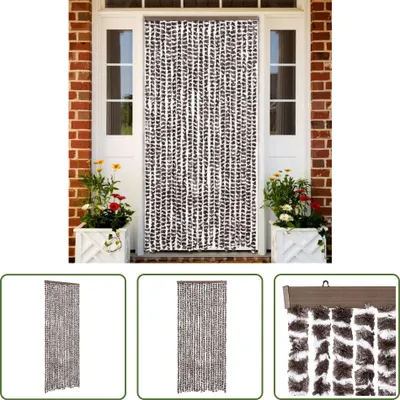Produktbild von The Living Store Fliegenvorhang Braun und Weiß 90x200 cm Chenille