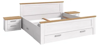 Produktbild von Verona Schlafzimmer-Set Bett 180x200 cm 3 Schubladen, 2 Nachttische sibirische Lärche Nachbildung, Eiche Nachbildung.