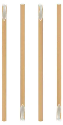 Produktbild von 100x Trinkhalme aus Papier mit Löffel dick braun natur Ø8mm 21cm