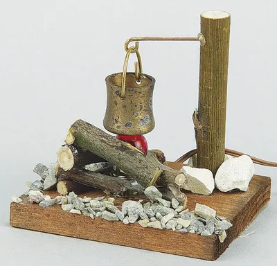Produktbild von Lagerfeuer mit Kessel, Licht und Rauch, für Modellbau
