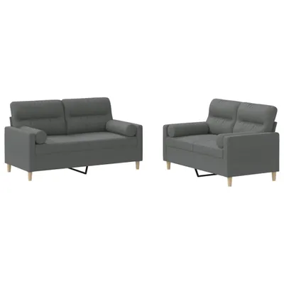 Immagine prodotto di vidaXL Set divano 2 pezzi con cuscini in tessuto grigio scuro