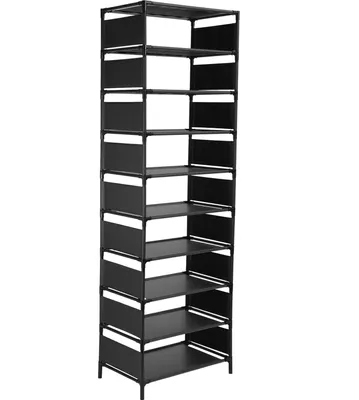 Produktbild von 10-Tier Schuhaufbewahrungsorganisator Hoher Schmaler Platzsparender Schuhregal Vertikaler Schuhständer für Eingangstür Zuhause Flur (Schwarz)