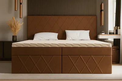 Zdjęcie produktu dla Łóżko kontynentalne RICO – nowoczesny komfort i praktyczne rozwiązania - materiał Monolith/Riviera - 140x200cm