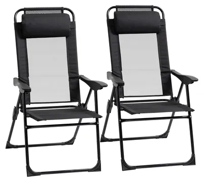 Produktbild von 2er-Set Klappstuhl mit verstellbarer Rückenlehne & Armlehne, bis 120kg belastbar
