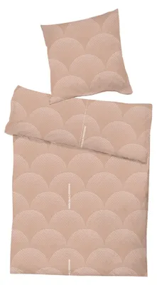 Productafbeelding van 2-delige set renforcé katoenen beddengoed, met rits, golfmotief, 135x200 cm