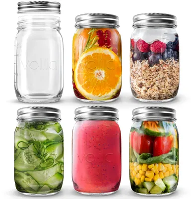 Einmachgläser 6er-Set 490 ml – luftdicht, Glas, 13 cm hoch