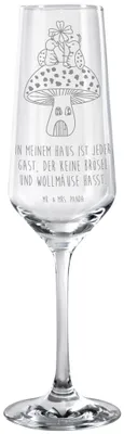 Produktbild von Mr. & Mrs. Panda Glas Marienkäfer Fliegenpilz - Transparent - Geschenk, Lustige Sprüche, Proseccoglas, Sektflöte, Zuhause, Fleigenpilzhaus, Sektglas, Haus, Champagnerglas