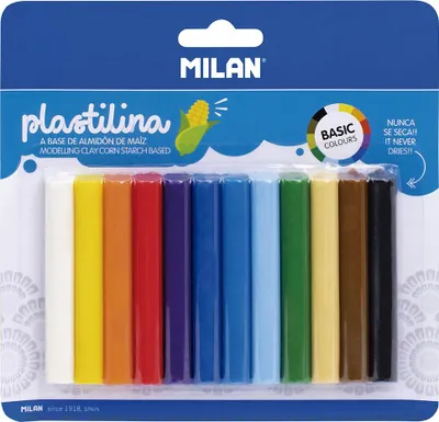 Produktbild von Blister mit 12 bunten Plastiline-Stiften 140g Milan
