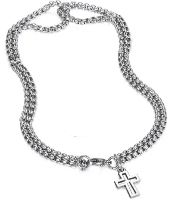 Produktbild von Herren Halskette aus Edelstahl mit Kreuzanhänger, Silber KP42157