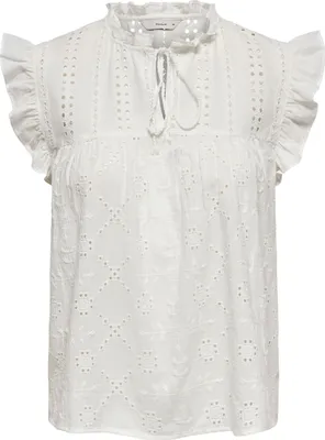 Produktbild von Bluse mit Lochstickerei und Rüschendetails | L