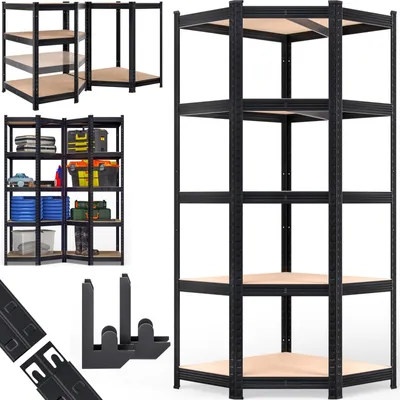 Productafbeelding van Hoekrek stellingkast - 180 x 70 x 40 cm - Zwart