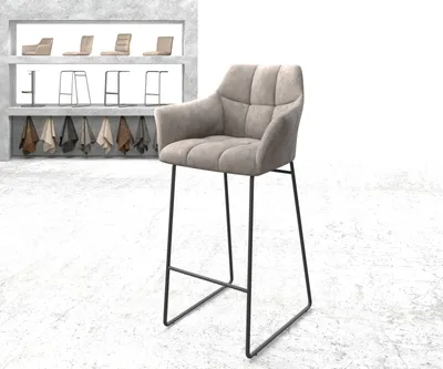 Produktbild von DELIFE Barstuhl Yulo-Flex Vintage Taupe Kufengestell Metall