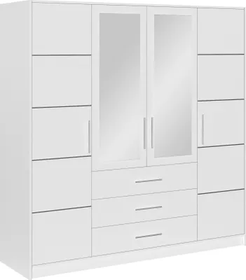 Produktbild von Albello Kleiderschrank mit Spiegel Bego Schlafzimmerschrank Kleiderschrank für das Wohnzimmer das Schlafzimmer Weiß 196x57,5x200 cm