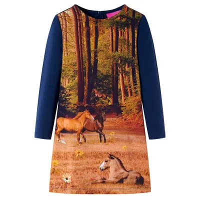 Immagine prodotto di vidaXL Abito da bambino con maniche lunghe blu navy 128