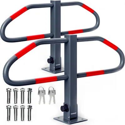 Produktbild von MONZANA® 2x Parkplatzsperre 4 Schlüssel klappbar integriertes Schloss Stahl Robust Parkpfosten Parkplatzbügel Sperrpfosten