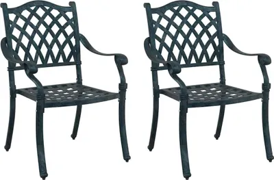 Obrázok produktu pre vidaXL Záhradná stolička, 2 ks, zelená, 56 x 55 x 92,5 cm, hliník