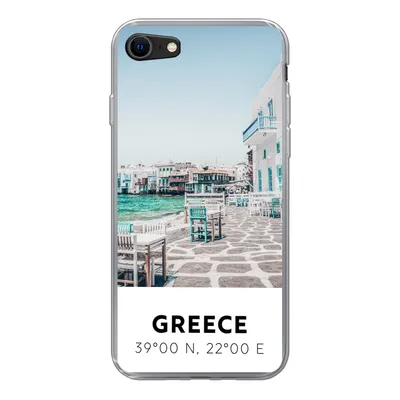 Produktbild von MuchoWow® Handyhülle Schutzhülle Hülle für iPhone 8 Griechenland - Meer - Blau Silikon Softcase Handy Hülle - Schutzhaube