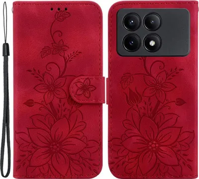 Produktbild von Xiaomi Poco X6 Pro 5G Hülle - Coverup Blumen Klapphülle - Rot