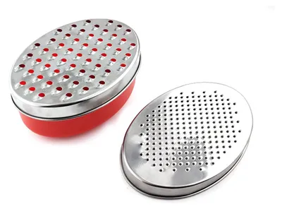 Imagen del producto de Rallador y cortador de verduras, de acero inoxidable, con dos lados, con recipiente de recogida, ideal para patatas y zanahorias