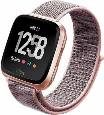 Produktbild von Nylon Armband Uhrenarmbänder Sport Fitness Für Fitbit Versa/Versa 2/Lite Rosa