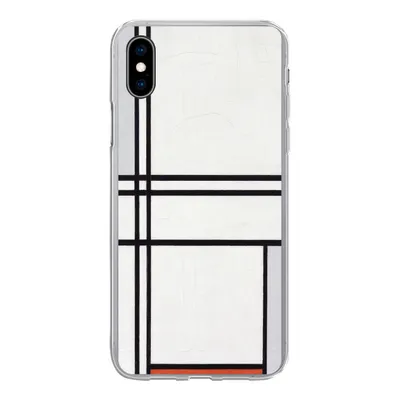 Produktbild von MuchoWow® Handyhülle Schutzhülle Hülle für iPhone Xs Komposition 1 mit Rot und Grau - Piet Mondrian Silikon Softcase Handy Hülle - Handytasche