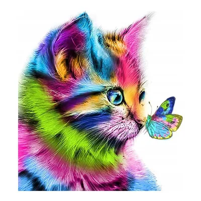 Image de Mosaïque de diamants - Chat avec papillon