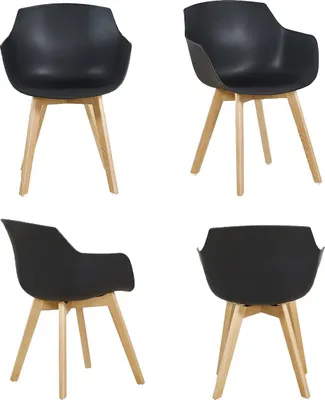 Produktbild von HJ_WeDoo 4er Set Sessel Skandinavisch Wohnzimmerstuhl Modern Esszimmerstühle mit solide Buchenholz Bein, Schwarz