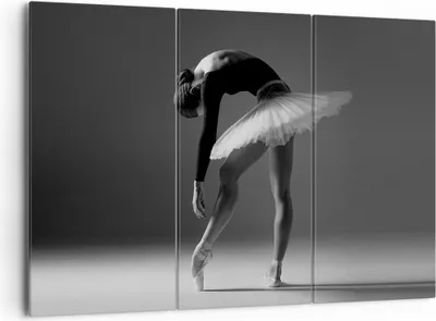 Produktbild von Bild auf Leinwand - Leinwandbild - 3 Teile - Ballerina Figur Schwarz und Weiß - 165x110cm - Wand Bild - Wanddeko - Wandbilder - Leinwanddruck - Bilder - Wanddekoration - Leinwand bilder CE165x110-4400