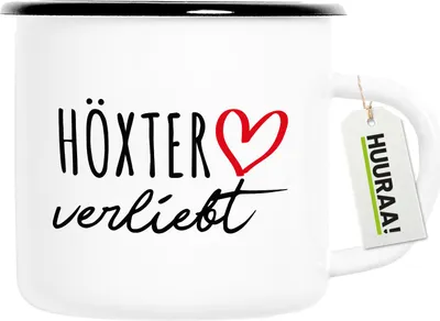 Produktbild von Huuraa Emaille Tasse Höxter verliebt 300ml Vintage Campingbecher Geschenkidee