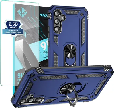 Produktbild von Armor Outdoor Handyhülle für Samsung Galaxy A34 5G Handy Panzer Case Schutzhülle mit 9H Displayglas Displayschutz Farbe: Blau