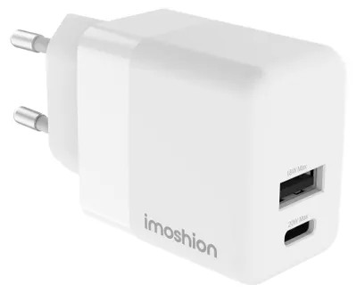 Produktbild von imoshion Wandladegerät - Ladegerät - USB-C- und USB-Anschluss - Power Delivery - 20 Watt - Weiß