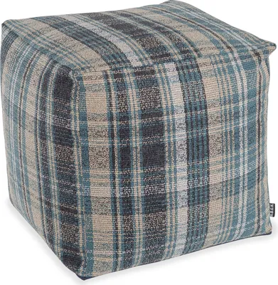 Produktbild von H.O.C.K. Ardesia Bean Cube kariert Pouf 40x40x40cm blau col. 021