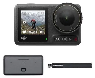 Image de Caméra Sport DJI Osmo Action 4 Adventure Combo, Capteur 1/1,3 pouce, 4K/120 ips, FOV Ultra-Large 155°, Performance Couleur D-Log M 10 bits