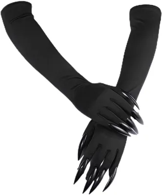 Productafbeelding van Lange, zwarte klauwenhandschoenen, geschikt voor Halloween-kostuums, one size, ook geschikt voor carnaval