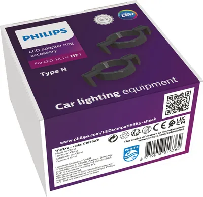 Produktbild von Philips LED Adapter rings LUM11183X2 Typ N Adapterringe, Adapter, Schwarz, H7-LED, LED, 2,1 g, 2 Stück(e)