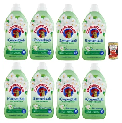 Produktbild von Chante Clair, I Concentrati Ammorbidente Sublime Muschio Bianco weiße Moschus Weichspüler 8x 1140ml lang anhaltender Duft 57 Wäschen Waschmittel & Italian Gourmet polpa 400g