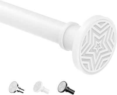 Imagen del producto de Barra para cortina de ducha telescópica, de acero inoxidable, sin necesidad de taladrar, ajustable de 76 a 216 cm