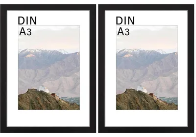 Immagine prodotto di Set di 2 cornici per foto formato A3, nere, con vetro acrilico e passepartout