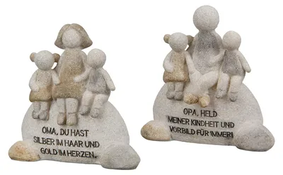 Productafbeelding van Gilde Figur, "Oma & Opa", tekst, kunsthars, grijs, L. 3 cm, B. 8,5 cm, H. 8,5 cm, artikelnummer 37820, EAN 4063387378205, 2 stuks (2-voudig assortiment)