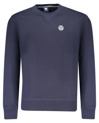 Produktbild von Herren-Sweatshirt Blau – Langarm, Rundhals, Aufgeraut, Mit Applikation