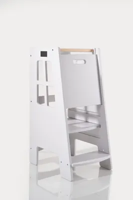 Produktbild von EXTRA SAFE - Montessori Lernturm Kitchen Helper Kinderplattform Küchenturm lackierter – hellgrau